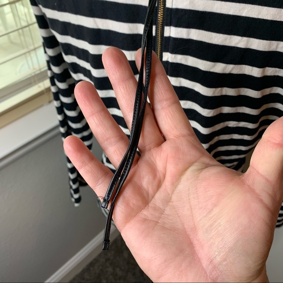 J. Crew Striped Faux Leather Sleeve Stripe Top - Picture 10 of 14